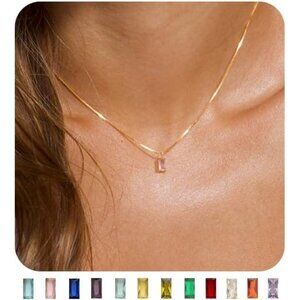 Women Tourmaline Birthstone Gold Blue Green Cubic Zirconia Pendant Gift Jewelry